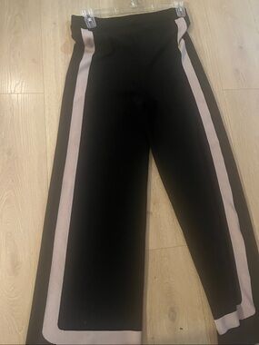 Black Tan Color block Knit Pants Size Large Wide Leg